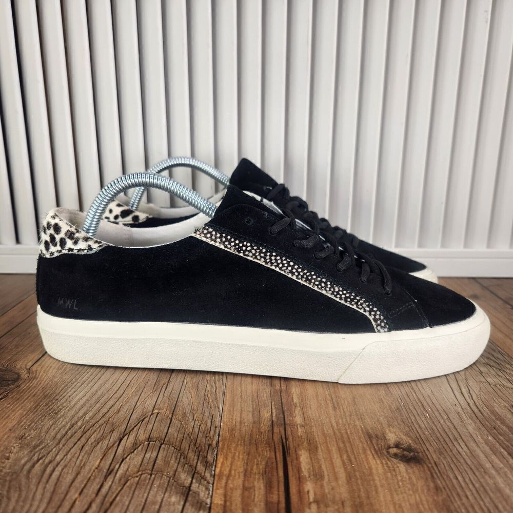Madewell Sidewalk Sneakers Women's 10M Black Calf Hair Leather Fur Fashion Shoes
